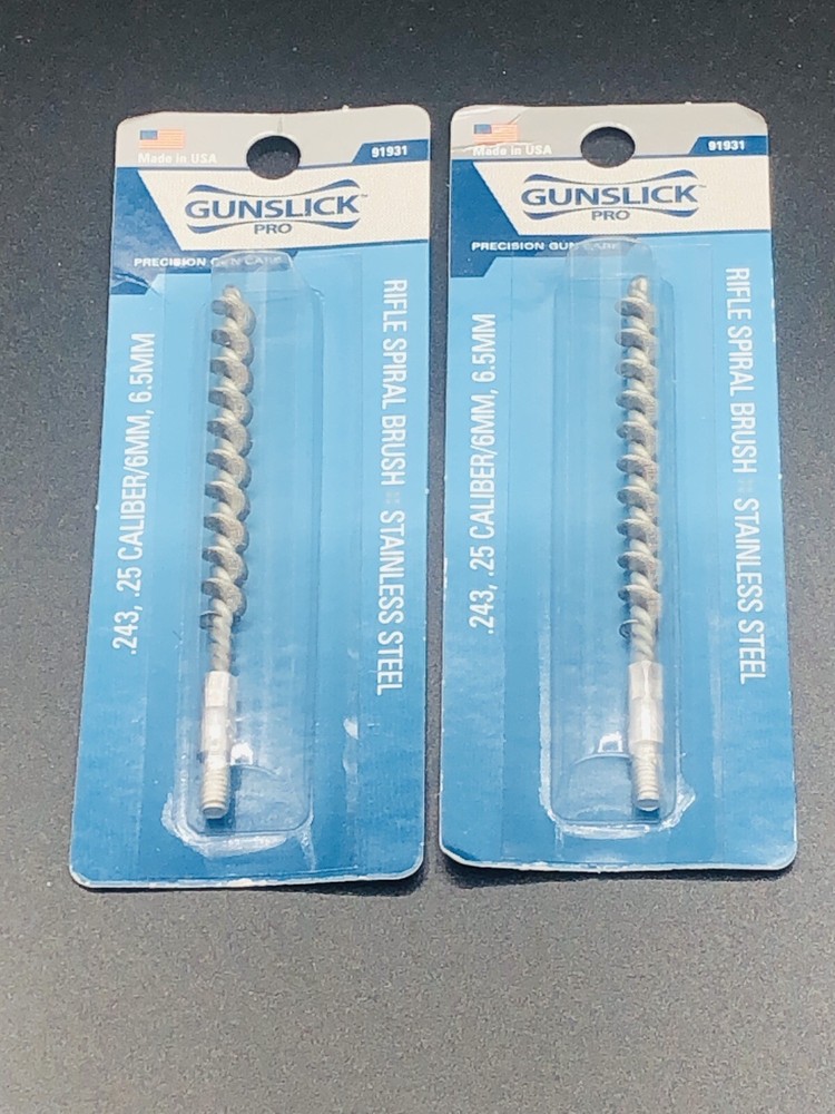 Gunslick Spiral Stainless Steel Brush .243,.25CAL./6MM, 6.5MM – Lot of 2 – 91931
