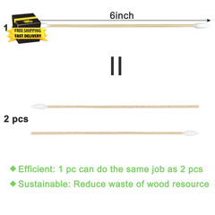 200 Pcs 6 Inch Gun Cleaning Cotton Swabs with Double Pointed Tips, Strong Bamboo