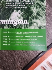 Remington 700 ML Muzzle Loader Owners / Users Manual New Old Stock 700ML
