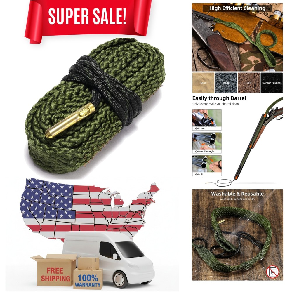 Fray Resistant Bore Cleaning Rope for .223, 9mm, .38 Cal – Lightweight & Durable
