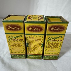 Vintage 50’s Erwin Weller Co. Gun Cleaning Kit Sioux City USA Yellow 4 Boxes