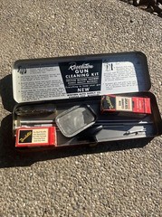 Vintage Metal Revelation 30 Caliber Rifle Cleaning Kit Solvent Bottle 1/2 Full