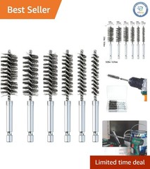 Versatile 6 Pcs Bore Brushes with 1/4” Hex Shank for Efficient Rust Removal