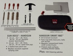 REAL AVID HANDGUN CLEANING COMBO: GUN BOSS HANDGUN / SMART MAT /CLEANING PATCHES