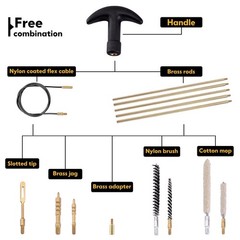 .177 & .22 Cal Airgun Cleaning Kit – Cotton Mop, Brass Rod, Nylon Brushes, Compa