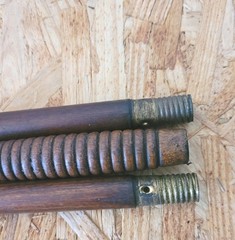 Antique 3 Piece Shotgun Wood And Brass Cleaning Rod 12 Or 16 Gauge