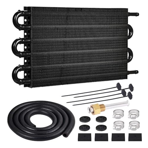 5/16″ Transmission Oil Cooler Tube and Fin Cooler Kit Universal 6 Pass Black