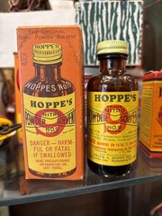 Vintage Hoppe’s No. 9 Nitro Powder Solvent Bottle Partial Contents Original Box