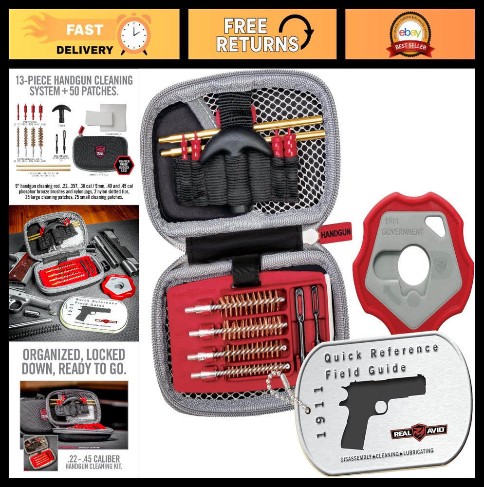 Pistol Cleaning Kit for 1911 | Takedown Tool, Brushes & Patches | 9mm .45 ACP Gu