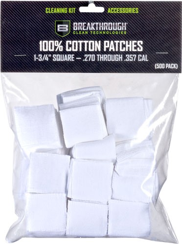 Breakthrough Cleaning Patches 1-3/4″ Square .270-.357 Cal Cotton 50 Pack