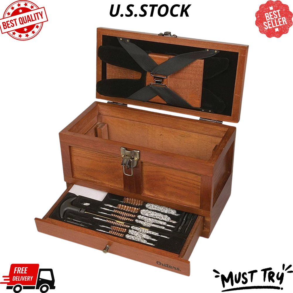NEW 25 Piece Universal Wood Gun Cleaning Tool Chest .22 Caliber and Up Multi