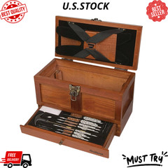 NEW 25 Piece Universal Wood Gun Cleaning Tool Chest .22 Caliber and Up Multi