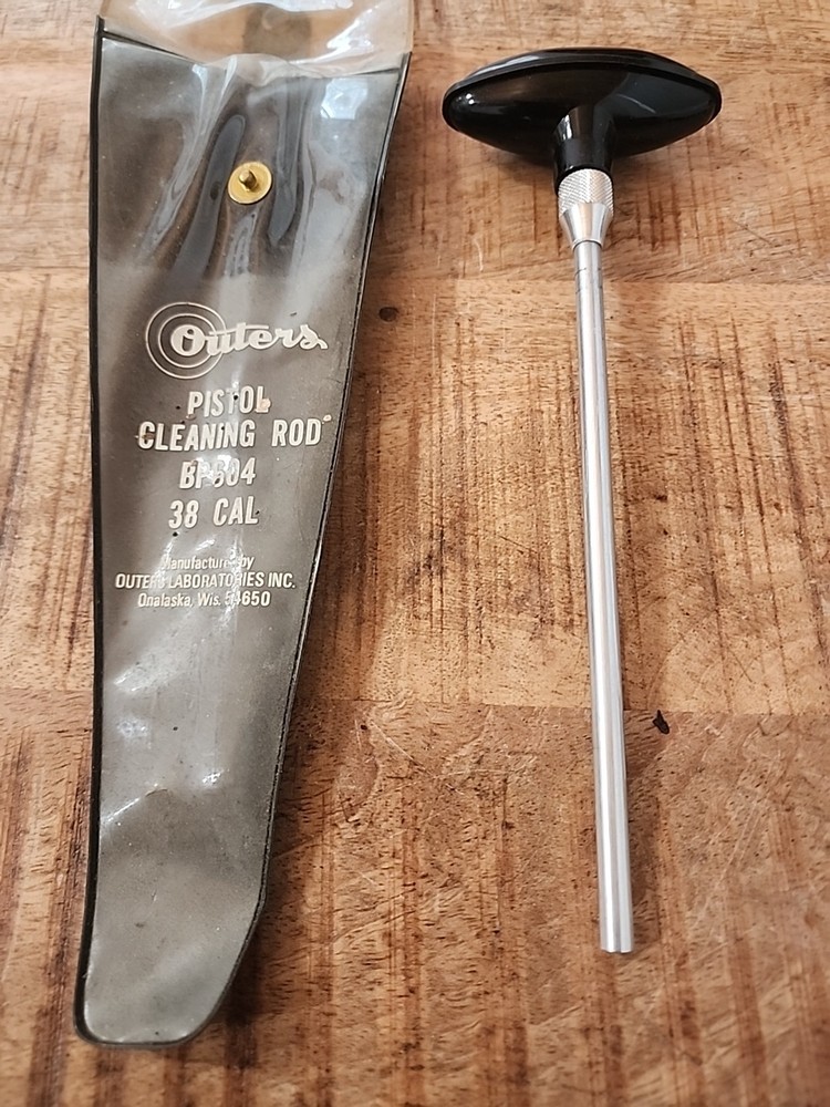 VINTAGE OUTERS PISTOL CLEANING ROD BP604 38 CAL WITH ATTACHMENTS AND SLEEVE
