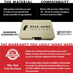 Handgun Cleaning Kit for Pistols Revolver and SBR Calibers .22 38 9mm 357 40 45