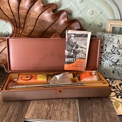 Vintage Hoppes Gun Cleaning Kit-Brown Plastic Case for Rifle Shotgun Please Read