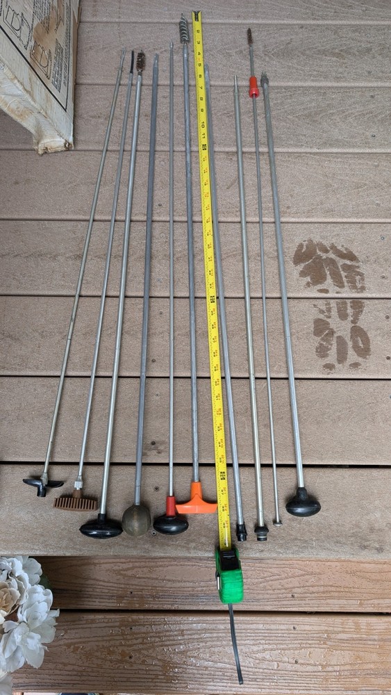 Mixed Lot of (10) Rifle Cleaning Long Rods and Accessories