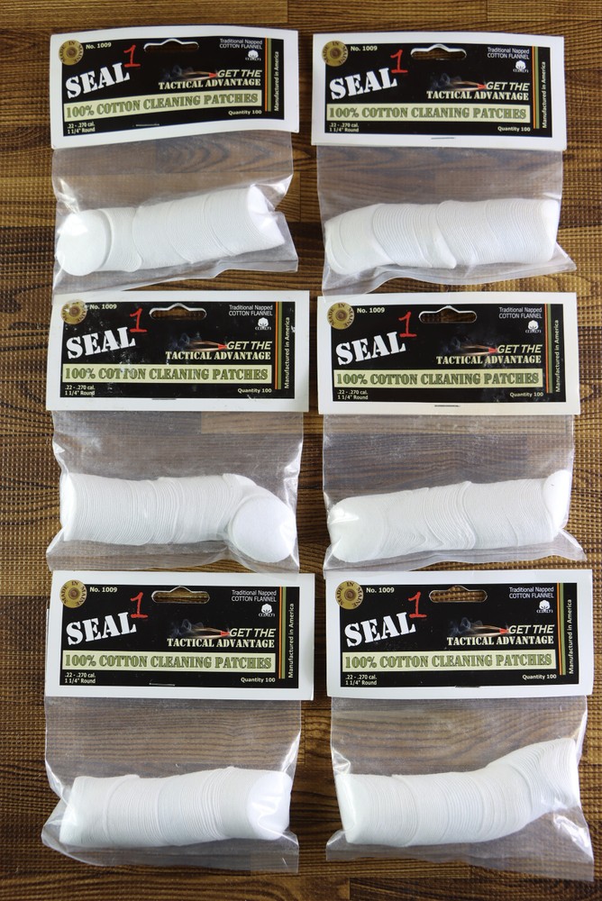 SEAL1 1009 Cleaning Patches For .22-.270 1-1/4″ Bag of 100 LOT OF 6 USA