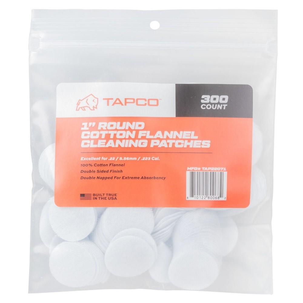 Tapco 1″ Round Cotton Flannel Bore Cleaning Patches – 300 count – Made in USA