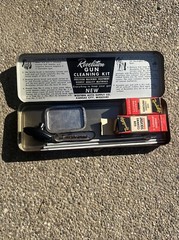 Vintage Metal Revelation 30 Caliber Rifle Cleaning Kit Solvent Bottle 1/2 Full