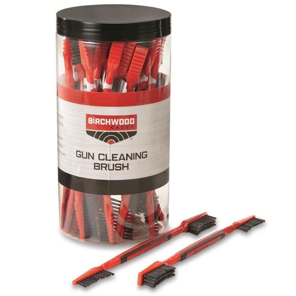 Birchwood Casey Dual End Nylon Cleaning Brushes 25 Pack Red in Plastic Tub