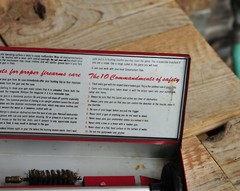 Vintage INCOMPLETE Wards Western Field Gun Shotgun Cleaning Kit in Red Metal Box