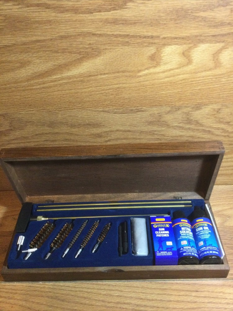 Outers Deluxe Gun Cleaning Kit in Wooden Box Rifles Pistols Shotgun
