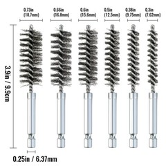 6 Pcs Stainless Steel Bore Brush Set: Versatile Cleaning Tools for Rust Removal