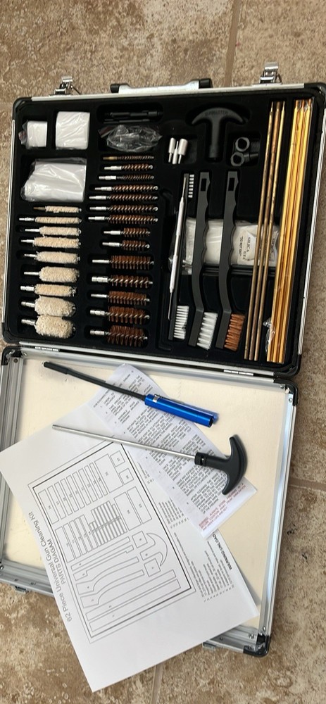 62 Piece Universal Gun Cleaning Kit for Deep Cleaning with Case, Brushes, Cloth