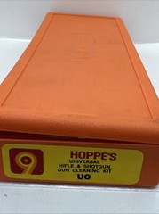 Vintage Hoppe’s 9 Gun Cleaning Kit & Orange Storage Box Oil Solvent