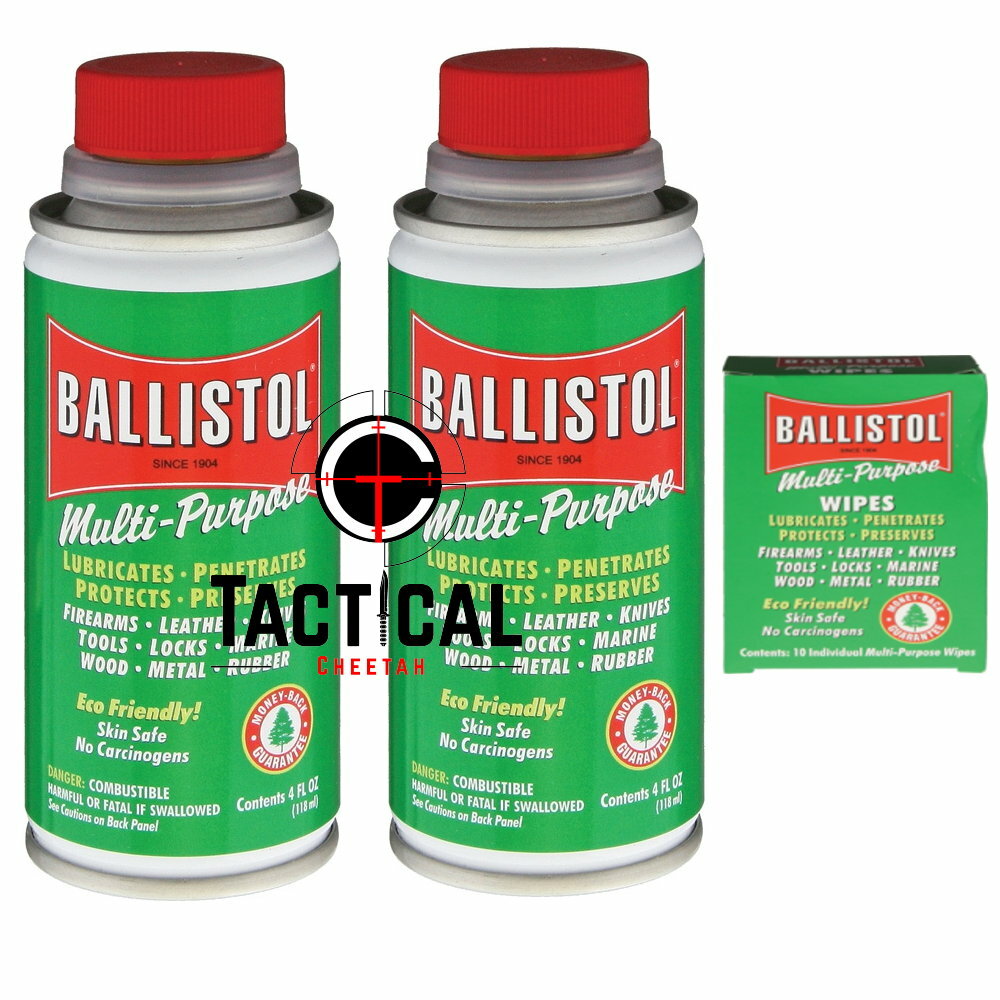 2 Cans of 4 oz of Gun Cleaning Ballistol Multi-Purpose Wipes ( 10 wipes) &
