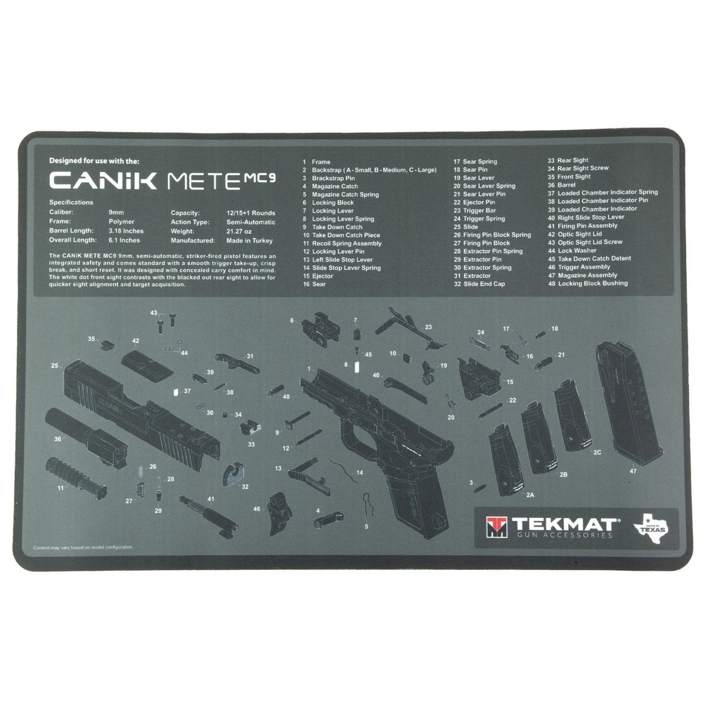 TekMat Canik MC9 Gun Cleaning Mat 11×17 Padded Black TEK-R17-CANIK-MC9