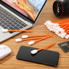 500 Pack Foam Tip Swabs for Printer, Camera – Orange