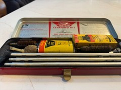 RARE Antique 1950-60s Outers Gunslick 410 Gauge Shotgun Cleaning Kit Metal Case
