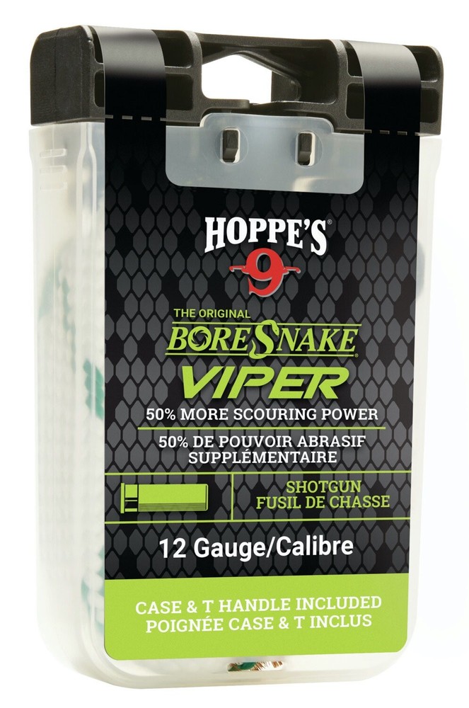 HOPPE’S 12 ga BoreSnake Viper Bronze bristles, Pull handle, Brass weight 24035VD
