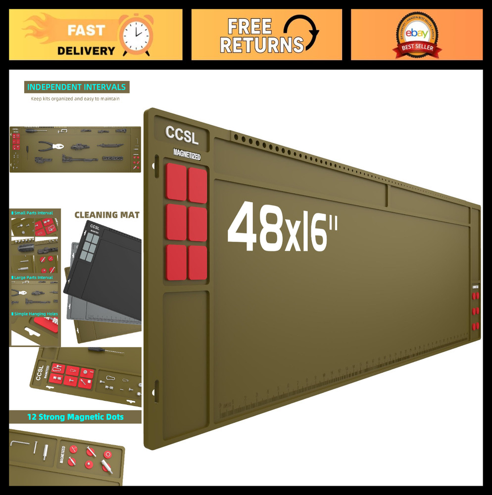 Extra Large Gun Cleaning Mat 48″x16″, Magnetic Anti-Slip Workbench Mat for Pisto