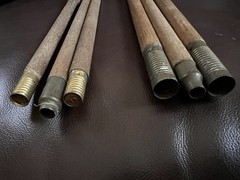 2- 3 Piece Vintage Large Bore Shotgun Gun Cleaning Rods Wood Wooden Brass