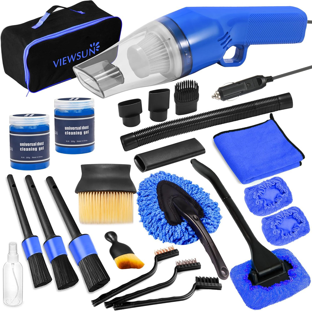Car Cleaning Kit with Handheld Vacuum and Detailing Tools, Interior and Exterior