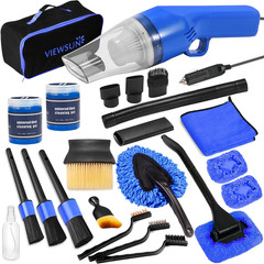 Car Cleaning Kit with Handheld Vacuum and Detailing Tools, Interior and Exterior