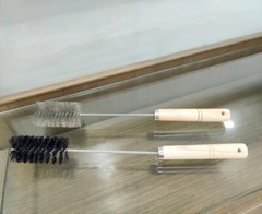 Glue Gun Tube Brush Cleaning Brushes Nylon Metal Steel Wire Wood Handle 2PC Set
