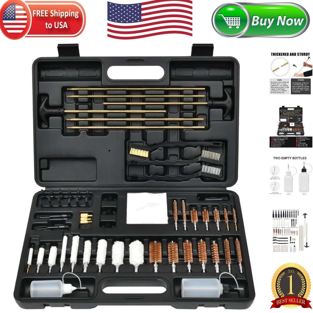 Universal Gun Cleaning Kit: Complete Set for Pistols & Shotguns, 1 Size Fits All