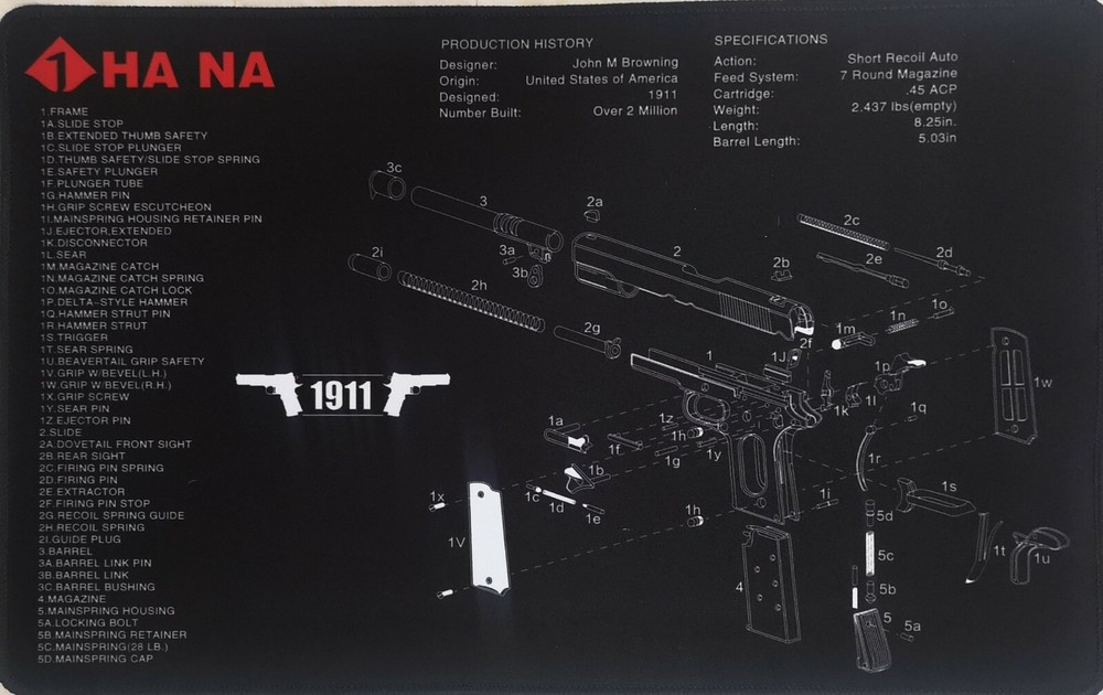 1911 gun cleaning mat (US Seller)