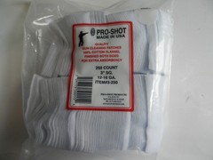 Pro-Shot, Pro Shot Cotton Gun Cleaning 250 Patches; 12-16 Gauge; 3″ x 3″; 3-250