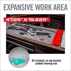XX Large Black Gun Cleaning Kit Oil Resistant Workbench Mat with Organizer Tray