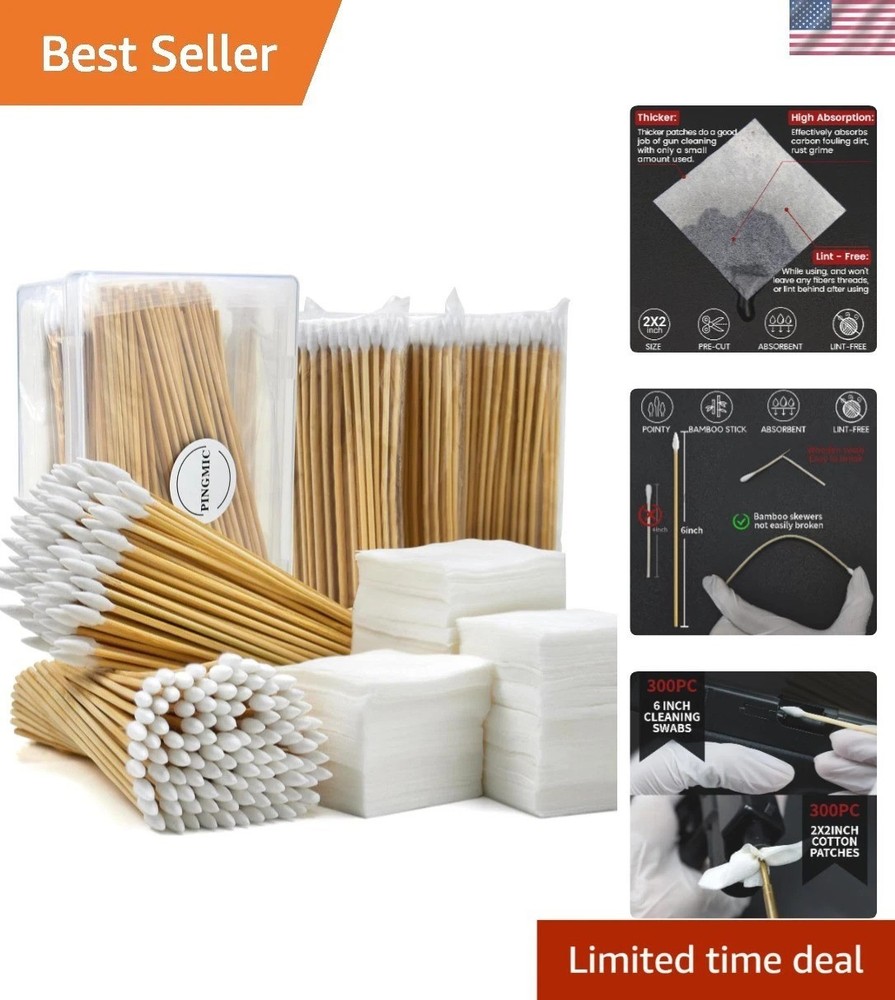 Complete Gun Maintenance Kit: 300 Patches & 300 Swabs – Perfect for All Calibers