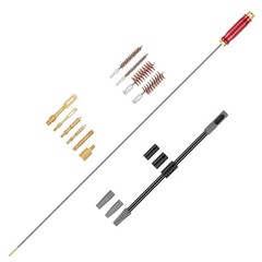 36″ Gun Cleaning Rod Kit for .22 to .50 Caliber Rifles, Bore Guide, Brushes & Ja