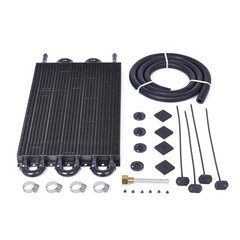 Universal 5/16″ Transmission Oil Cooler, 6 Pass Tube and Fin 6 Pass Black