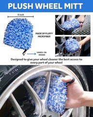 Car Wheel Cleaning Kit: Wheel and Rim Flagged Tip Brush, Bendable Barrel