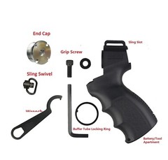 Mossberg 500 Shotgun Grip With Silver End Cap/Sling Swivel & Wrench for the Cap