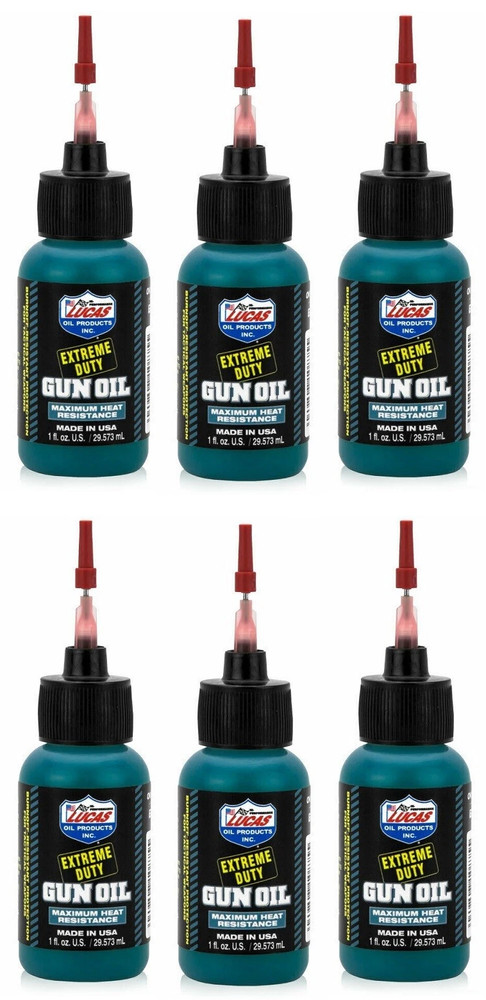 6 PACK Lucas Extreme Duty Liquid Gun Oil 1 oz Plastic Bottle | Needle Oiler
