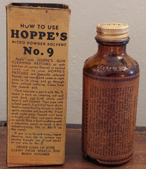 Vintage Hoppe’s Nitro Powder Solvent No.9 Bottle Glass w/ Original Box Papers